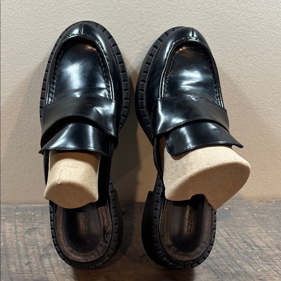 Tony Bianco Black Leather Loafer Slip On Mules - Picture 9 of 11
